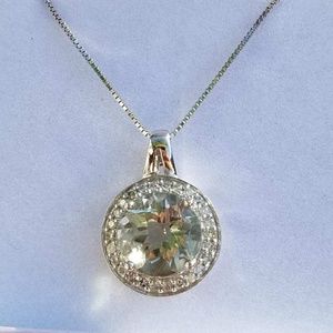 Green Amethyst in 14k White Gold